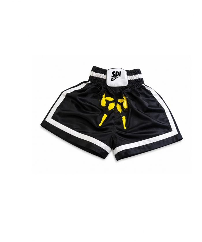 SHORT BOXE THAI SDI -NOIR BLANC -BOXEUR JAUNE