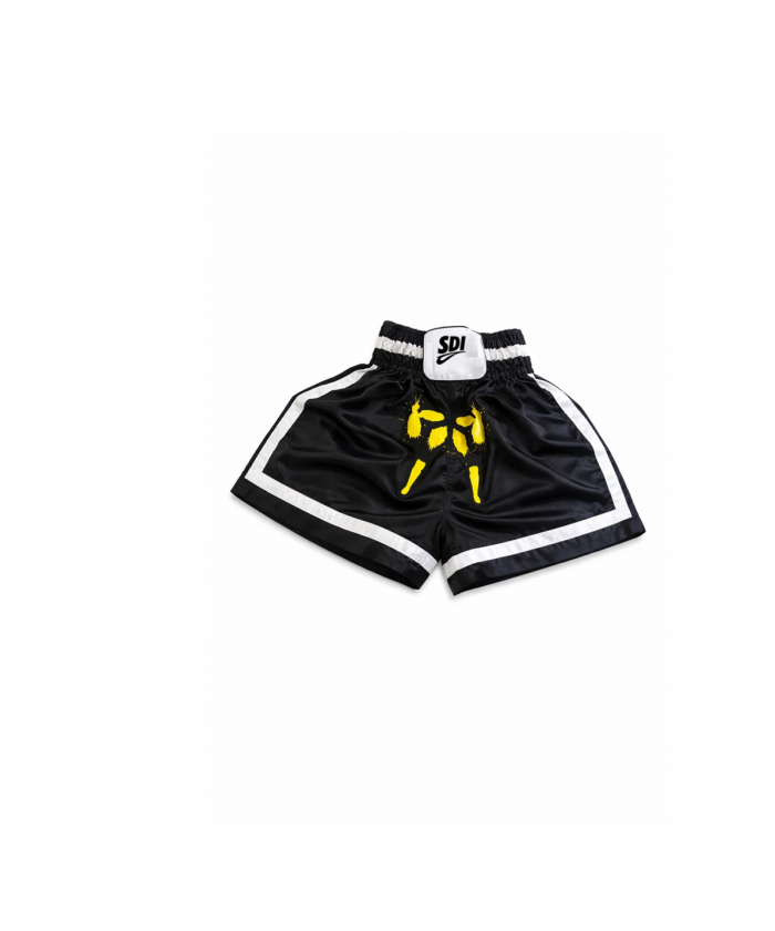 SHORT BOXE THAI SDI -NOIR BLANC -BOXEUR JAUNE