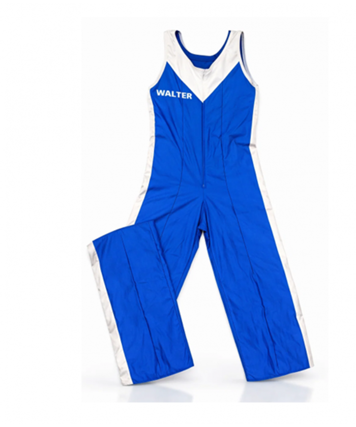 COMBINAISON DE BOXE FRANCAISE WALTER - COL V -  BLEUE ET BLANC