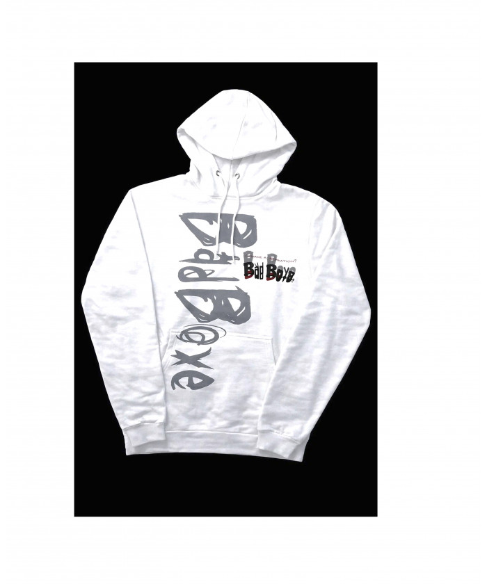 SWEAT CAPUCHE BAD BOXE BLANC