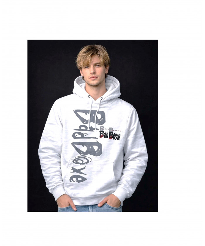 SWEAT CAPUCHE BAD BOXE BLANC