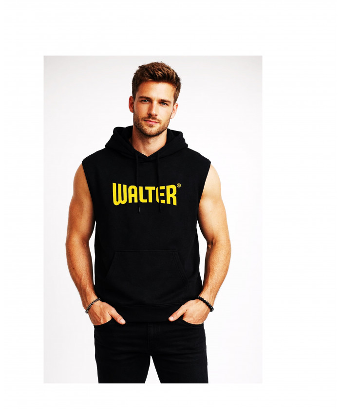 SWEAT NOIR SANS MANCHE WALTER AVEC CAPUCHE