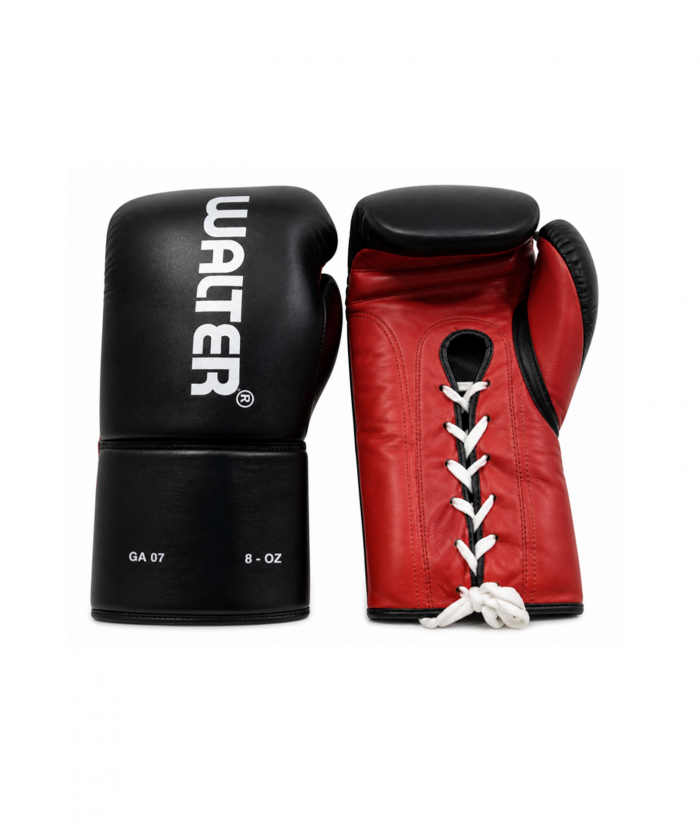 GANTS WALTER BOXE ANGLAISE COMPETITION - NOIR ET ROUGE -8OZ