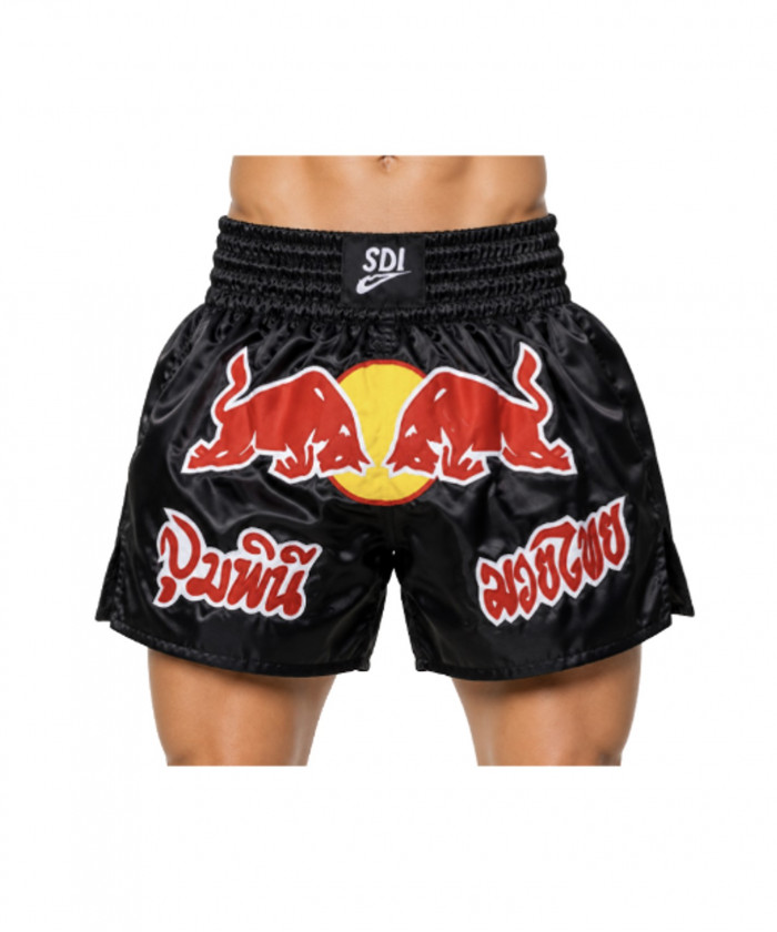 SHORT BOXE THAI SDI BULLS -  NOIR  ROUGE JAUNE-