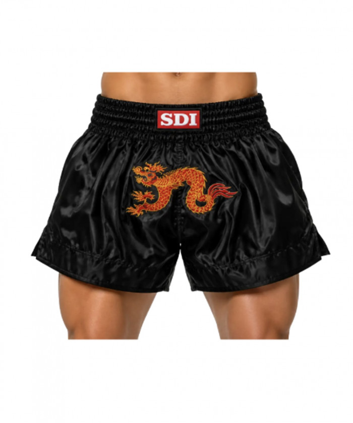 SHORT BOXE THAI SDI DRAKE - NOIR ROUGE ORANGE