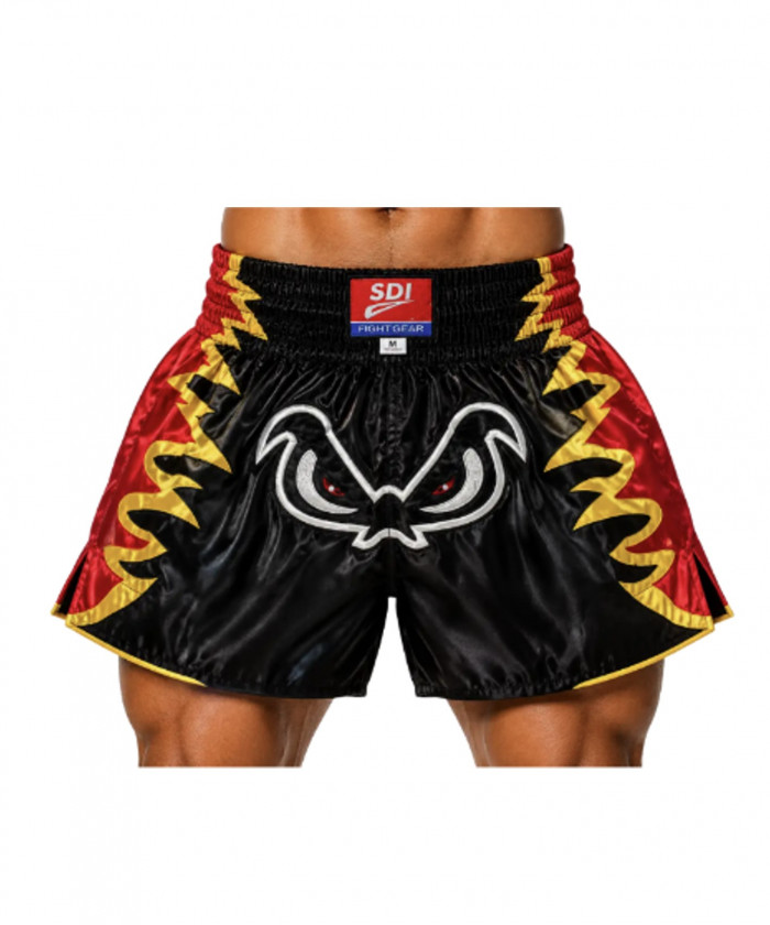 SHORT DEMON FLAMMES - JAUNE FUSHIA ET NOIR