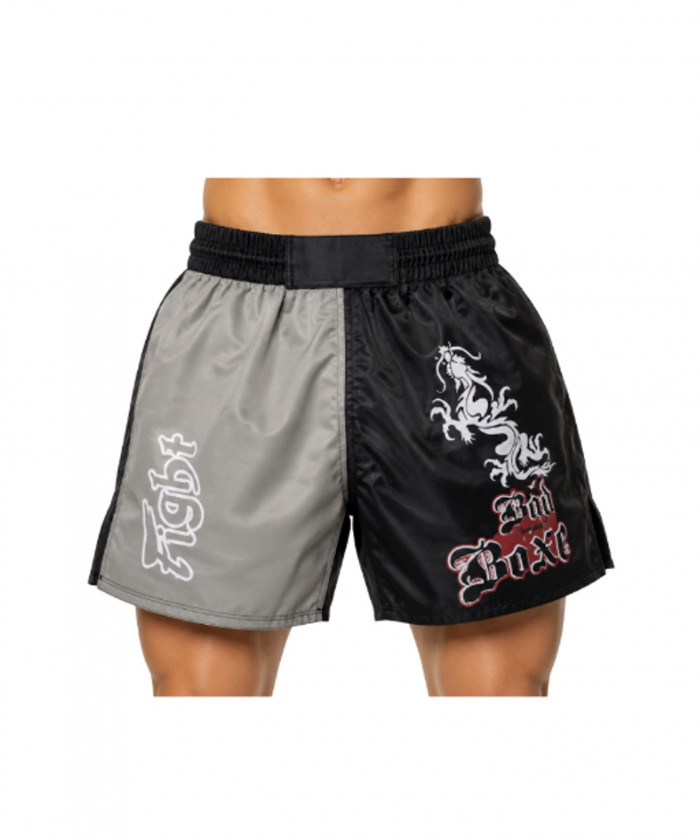 SHORT MMA SDI- BAD BOXE GRIS ET NOIR