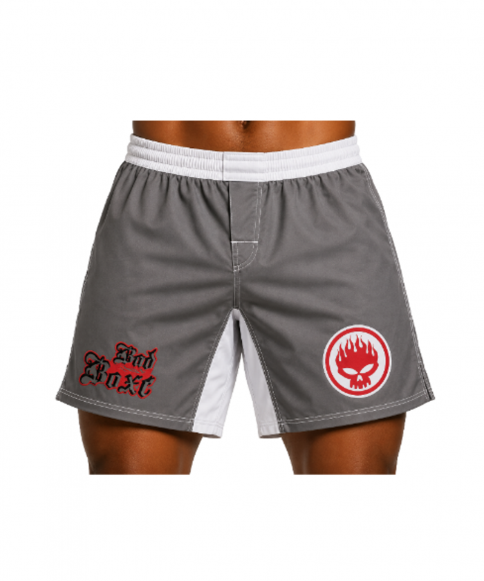 SHORT MMA SDI- BAD BOXE GRIS ET BLANC