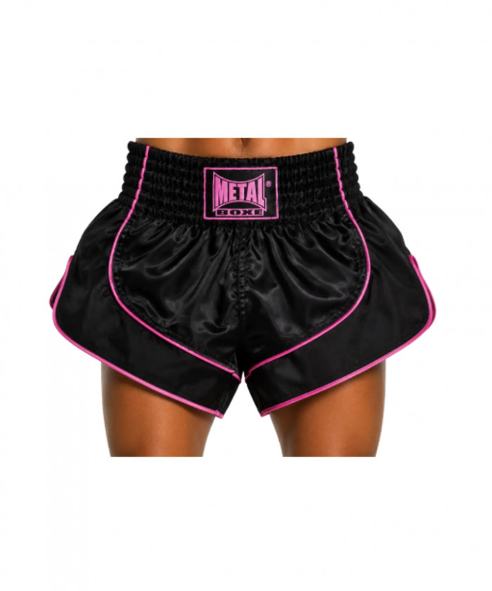 SHORT KICK FEMME NOIR/FUCHSIA METAL BOXE