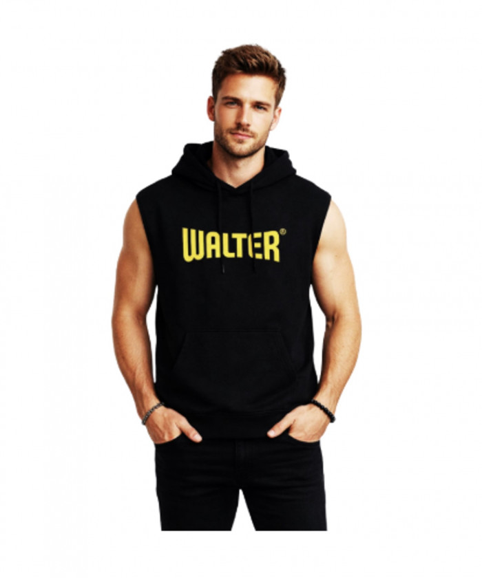 SWEAT NOIR SANS MANCHE WALTER AVEC CAPUCHE
